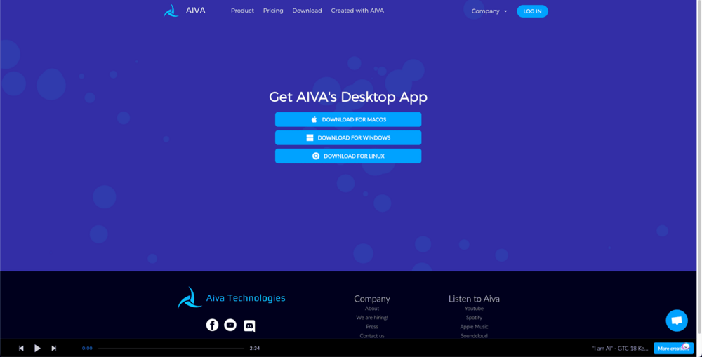 Aiva website screenshot