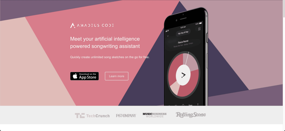 Amadeus Code website screenshot