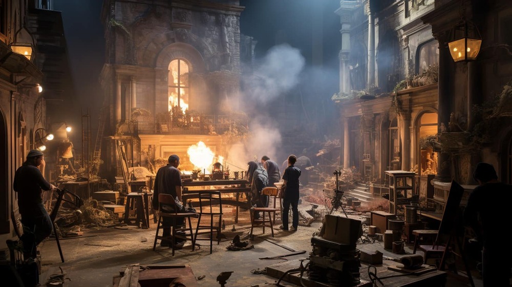 art department at work on a film set