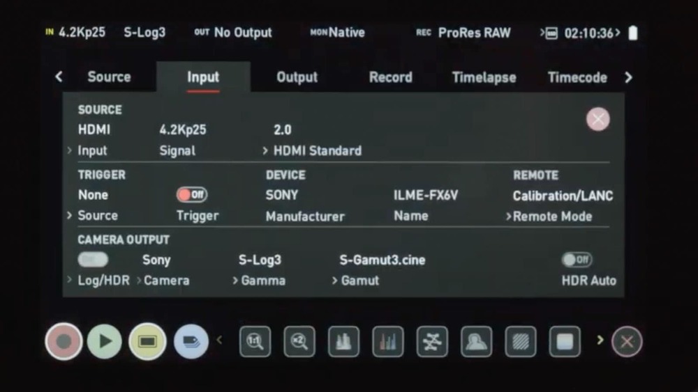 atomos ninja input screen