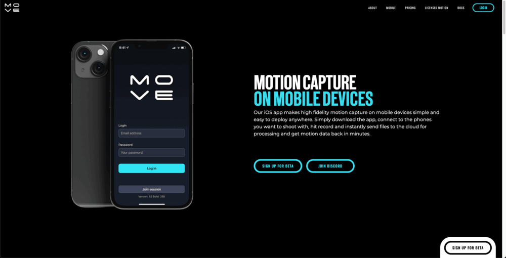 move.ai website interface