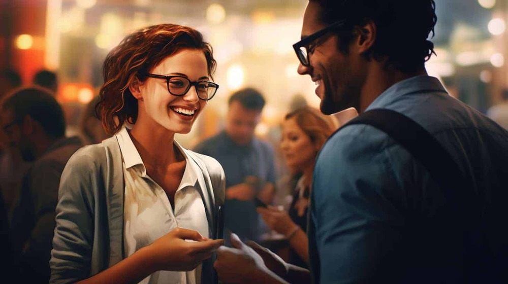 illustration of writers networking at a party