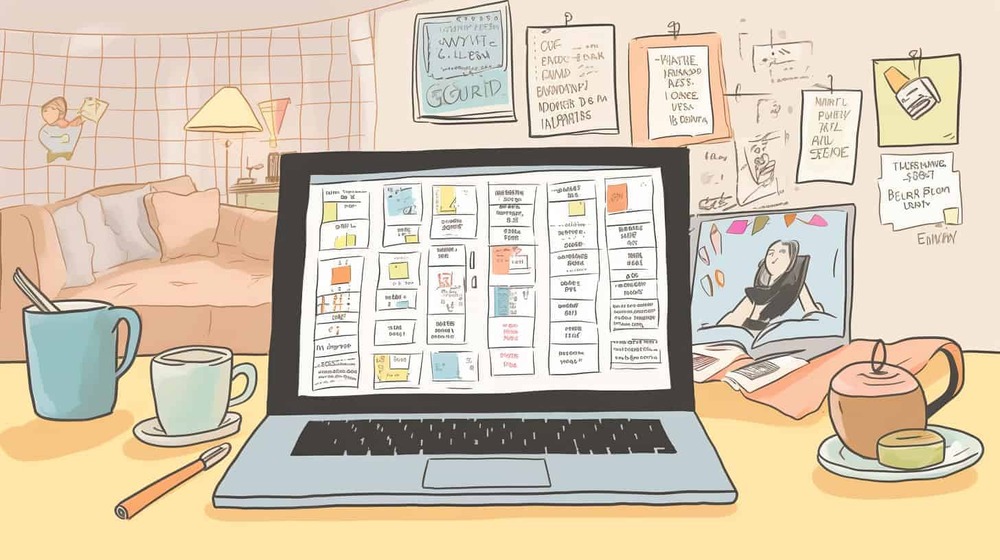 an illustration of a laptop on a desk