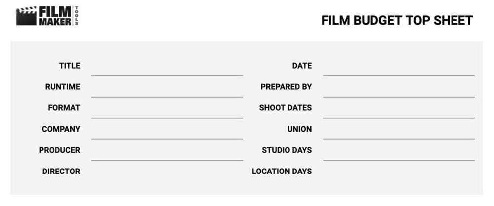 film budget top sheet