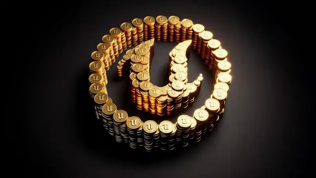 gold coins forming the Unreal Engine logo